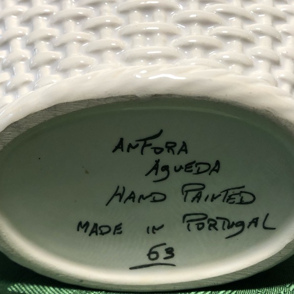 Vintage Anfora Agueda lattice weaved basket. Hand painted. Numbered. Exc Cond - Picture 5 of 8